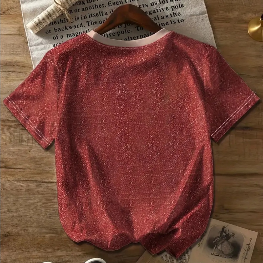 Festive Red Santa Graphic Women's Top - Picture 2 of 9